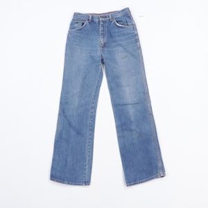 80s Womens 28x31 Distressed Wide Leg Flared Jeans